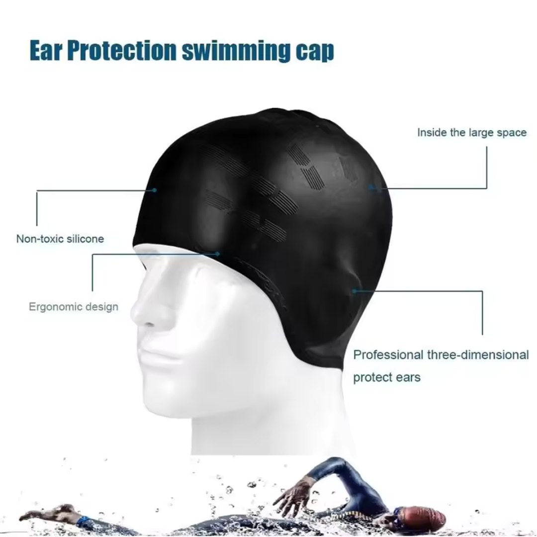 Siliconen Zwemmuts met Oorenbescherming - Waterdicht & Comfortabel voor Lang Haar