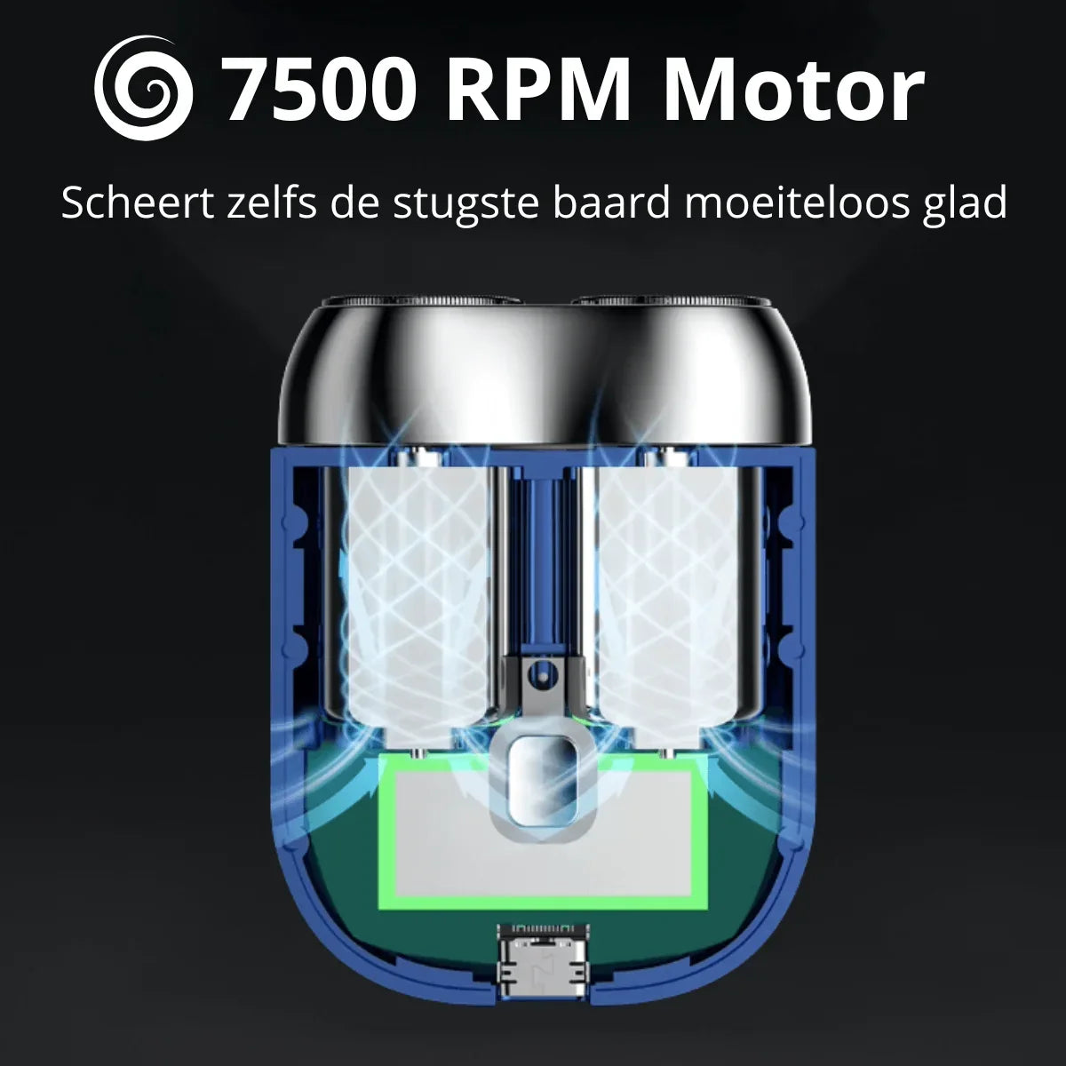 Elektrisch Scheerapparaat Dubbelkops 360° Zwevend Scheerhoofd Nat Droog Oplaadbaar Compact Reisvriendelijk