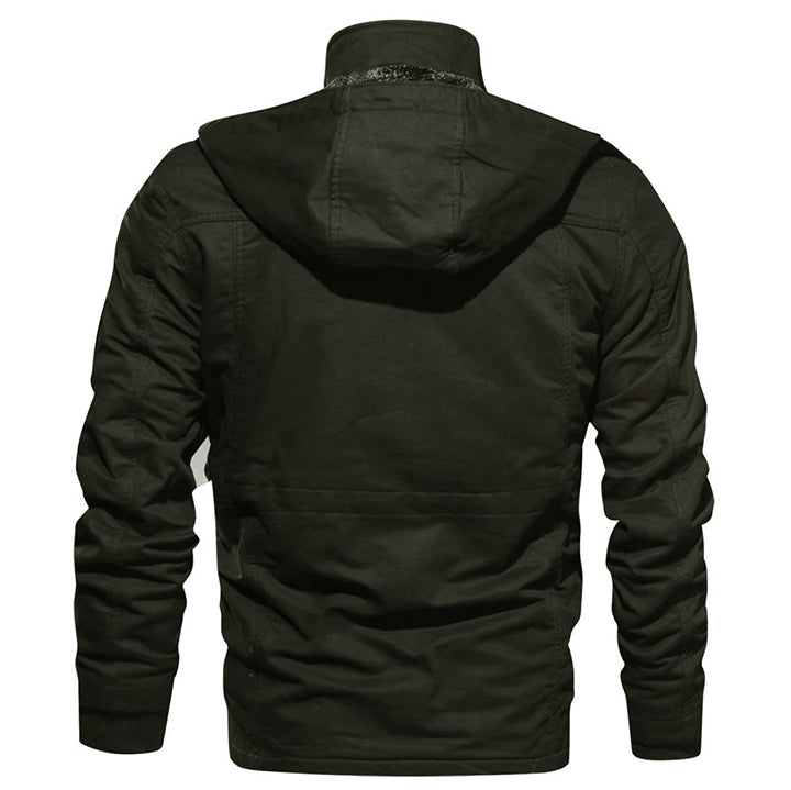 Katoenen Survivaljack met Afneembare Capuchon Donkergroen Waterdicht Heren Winterjas Outdoor Wandelen