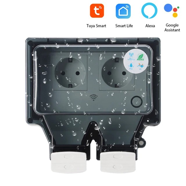 Slimme Wifi Buitenstopcontact IP66 Waterdicht met App Bediening Spraakbesturing Timer voor Alexa Google Tuin