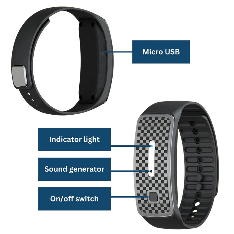 Anti-Muggen Armband Ultrasonisch Afweersysteem Oplaadbaar Waterdicht Verstelbaar Outdoor Camping Wandelen