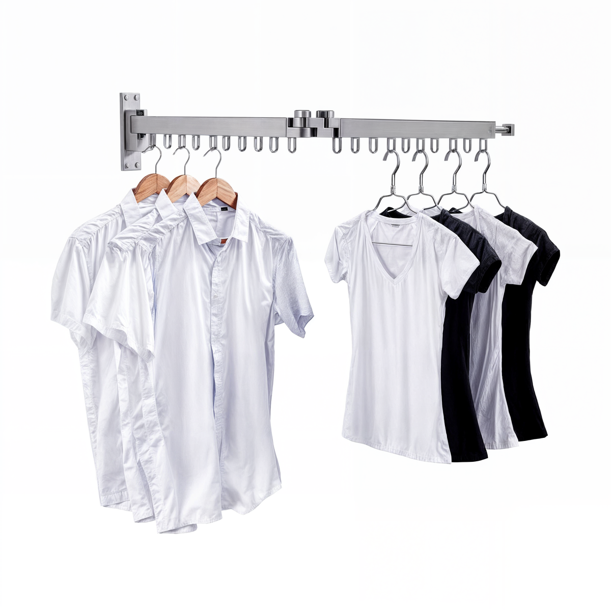 Inklapbaar Wanddroogrek Grijs Aluminium 180° Draaibaar - Ruimtebesparend Waskamerrek voor Kleding & Handdoeken