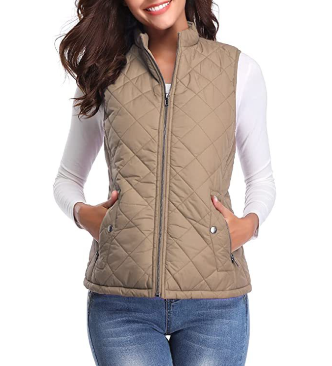 Gewatteerde Damesbodywarmer met Ritssluiting voor Overgangsseizoen Lichtgewicht Warm Casual Mouwloos Vest