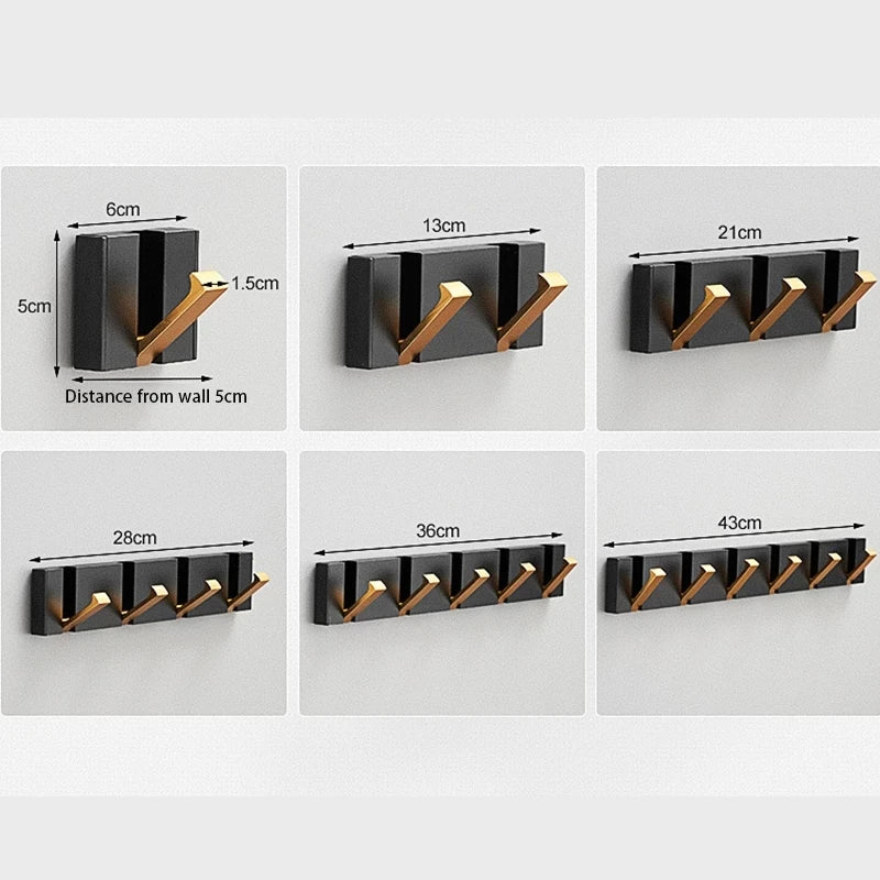 Wandhaak Opvouwbaar RVS Zwart Goud Kapstok Haak Badkamer Hal Keuken Inklapbaar Minimalistisch Design Jashaak Handdoekhaak