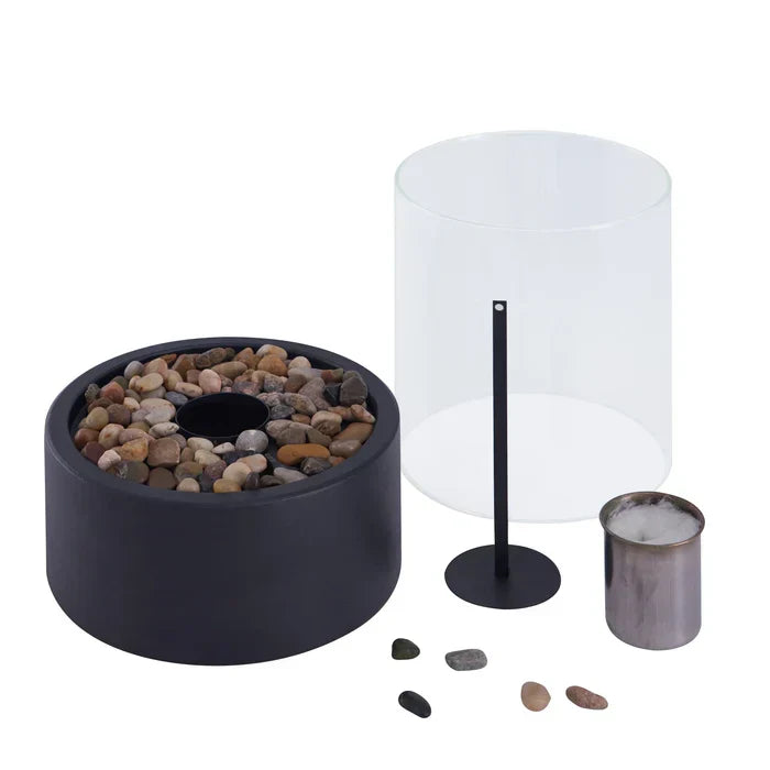 Draadloze LED-tafellamp met Vlameffect - Oplaadbaar Aluminium Windlicht 27×16cm voor Binnen en Buiten