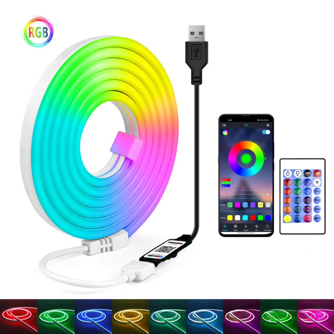 Slimme LED-strip met App-bediening Muziekmodus Bewegingssensor Flexibel Multicolor 100-500cm Sfeerverlichting