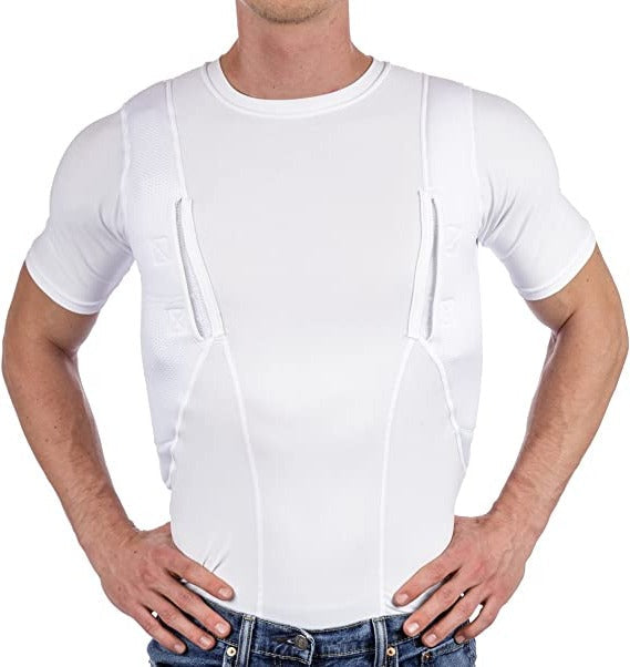 Tactisch T-Shirt met Verborgen Holsters Zwart Wit Elastisch Ademend Comfortabel Voor Links & Rechts Gebruik