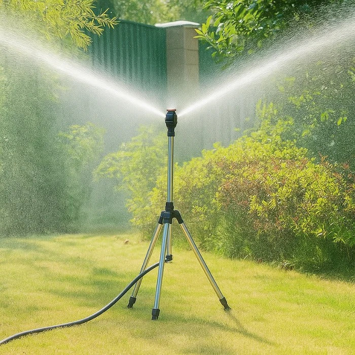 Driepotige Tuinsproeier met 360° Rotatie Verstelbare Hoogte Watersproeier voor Gras Borders Gazons en Bloembedden
