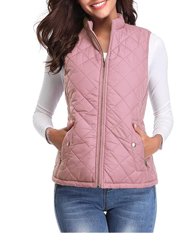Gewatteerde Damesbodywarmer met Ritssluiting voor Overgangsseizoen Lichtgewicht Warm Casual Mouwloos Vest