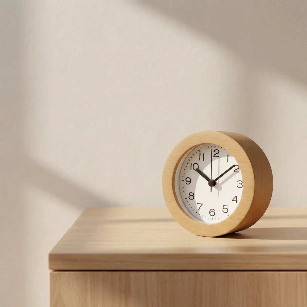 Houten Wekker Analoog Stil Uurwerk Natuurlijke Afwerking Minimalistisch Design