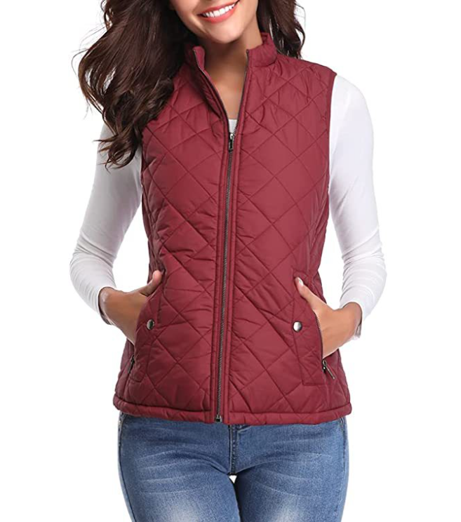 Gewatteerde Damesbodywarmer met Ritssluiting voor Overgangsseizoen Lichtgewicht Warm Casual Mouwloos Vest