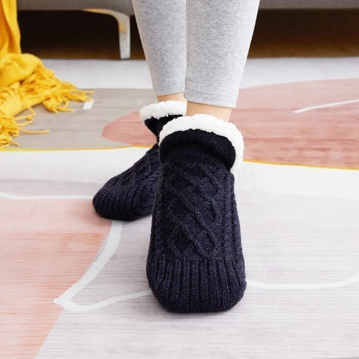 Antislip Huissokken met Fleece Voering - Warme Thermische Sokken voor Thuis Ziekenhuis en Binnen Comfort