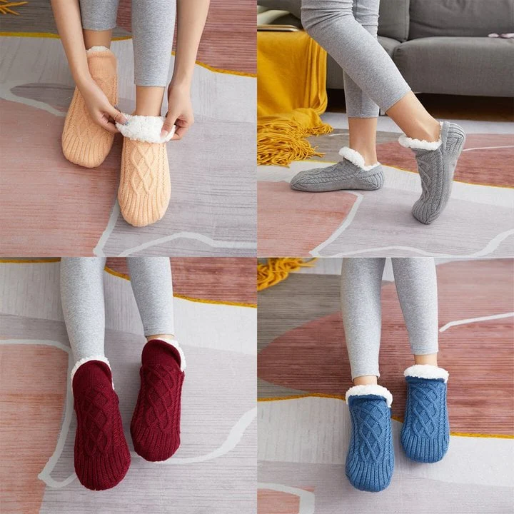 Antislip Huissokken met Fleece Voering - Warme Thermische Sokken voor Thuis Ziekenhuis en Binnen Comfort