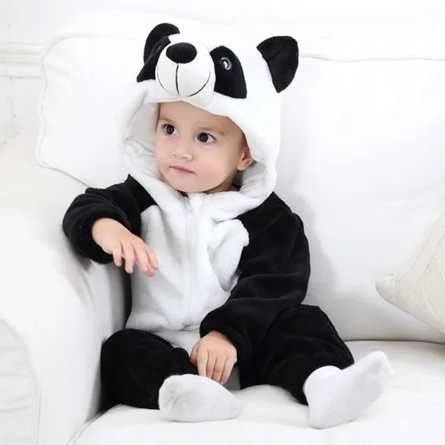 Baby Onesie Dierenpakje Panda Dinosaurus Tijger Muis - Zachte Fleece Jumpsuit Babykleding Romper 0-4 Jaar