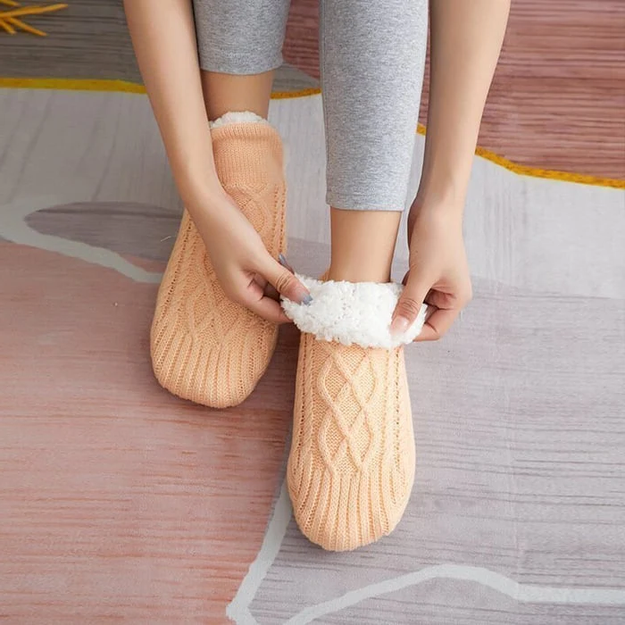 Antislip Huissokken met Fleece Voering - Warme Thermische Sokken voor Thuis Ziekenhuis en Binnen Comfort