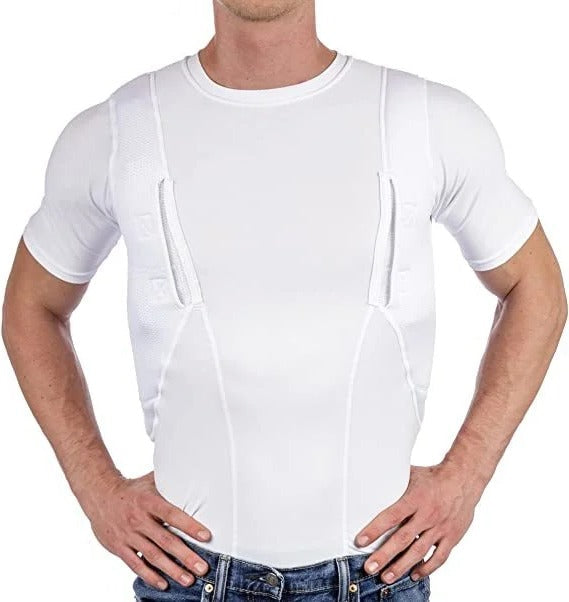 Tactisch T-Shirt met Verborgen Holsters Zwart Wit Elastisch Ademend Comfortabel Voor Links & Rechts Gebruik