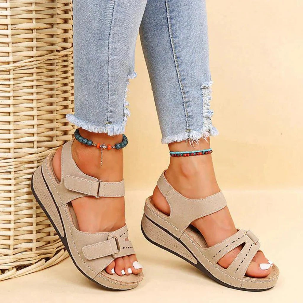 Orthopedische Dames Sandalen Ergonomisch Voetbed Zomer Schoenen Beige Zwart Rood Comfortabel Lopen Slip-On