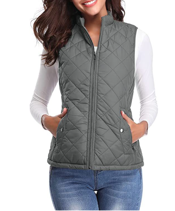 Gewatteerde Damesbodywarmer met Ritssluiting voor Overgangsseizoen Lichtgewicht Warm Casual Mouwloos Vest