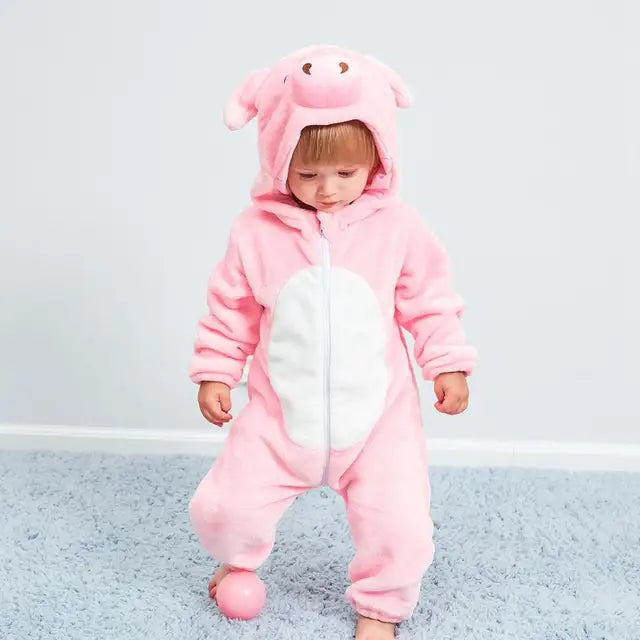 Baby Onesie Dierenpakje Panda Dinosaurus Tijger Muis - Zachte Fleece Jumpsuit Babykleding Romper 0-4 Jaar