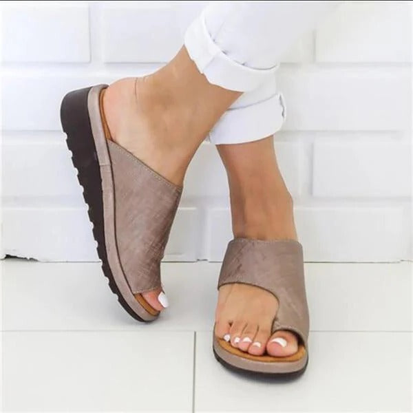 Correctie Sandalen Dames Lage Hak Gewelfd Voetbed Zijpolstering Dagelijks Comfort Instapmodel Zomer Voetsteun