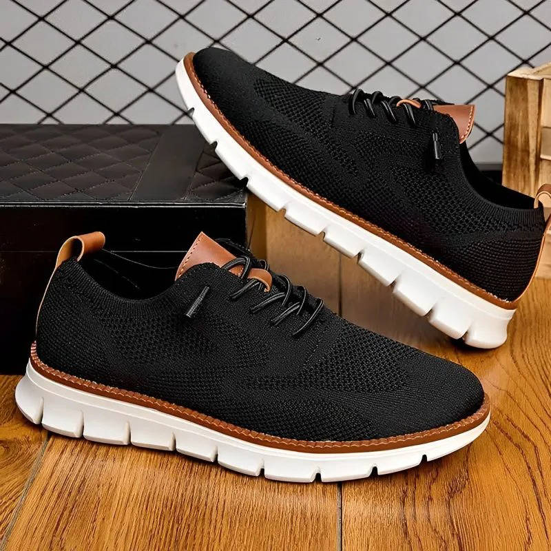 Orthopedische Herenschoen Lichtgewicht Gebreid Ademend Zwart Beige Blauw Zakelijk Casual Wandelcomfort