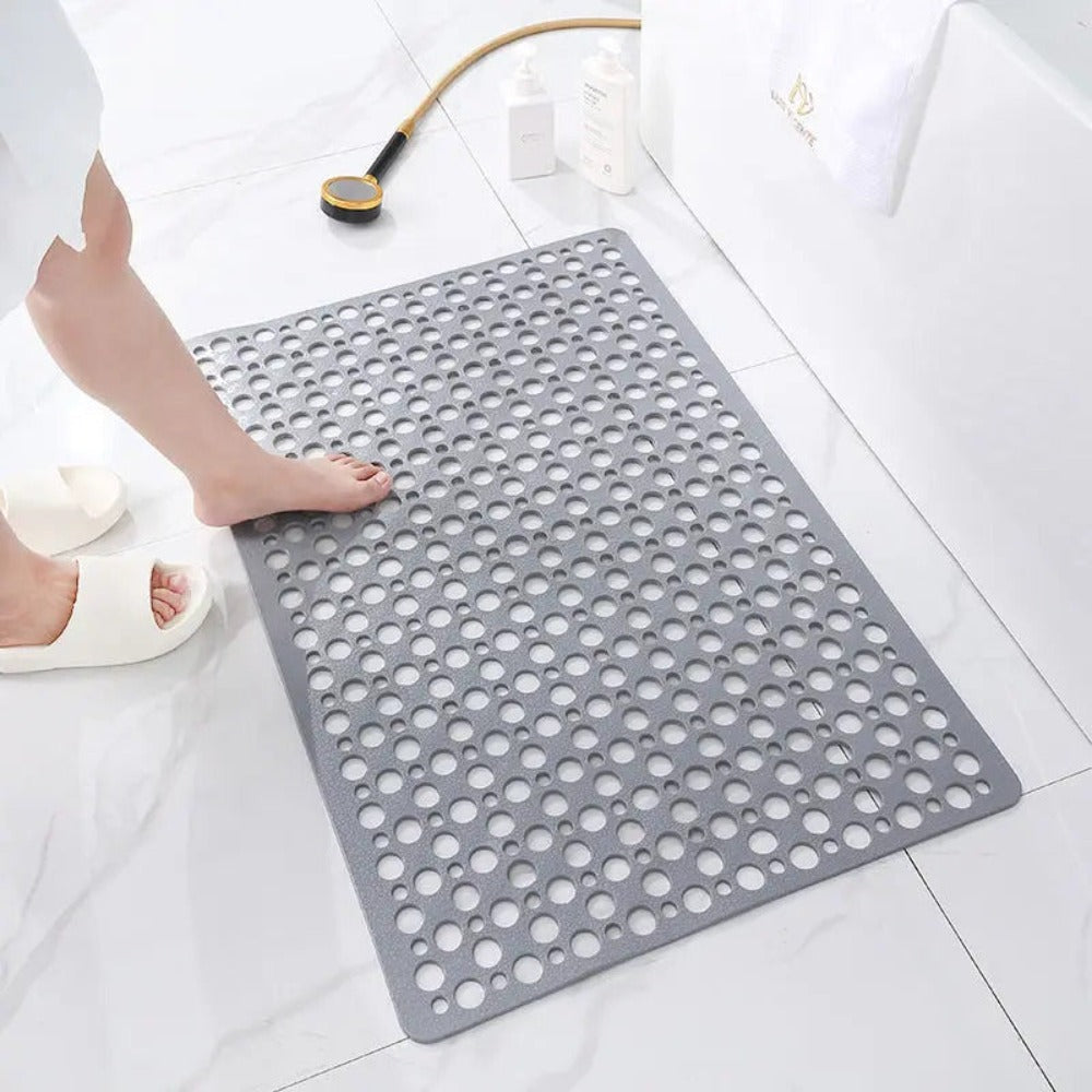 Douchemat Antislip PVC Grijs Badkamer Veilig Douche Badmat Met Afwateringsgaten Sneldrogend Schimmelbestendig Vloermat Douchecabine