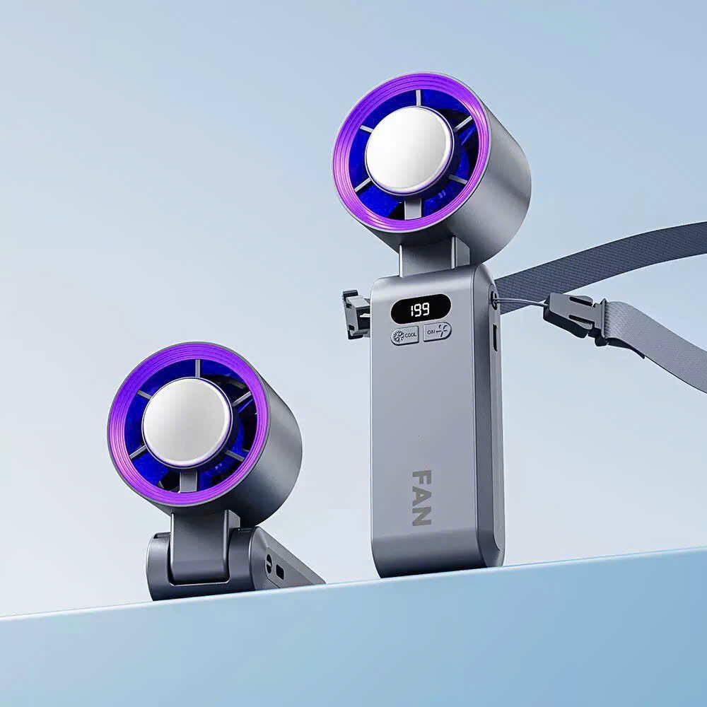 Draagbare Handventilator met IJskoeling en Instelbare Snelheid - Compact Turbo Ventilator voor Onderweg