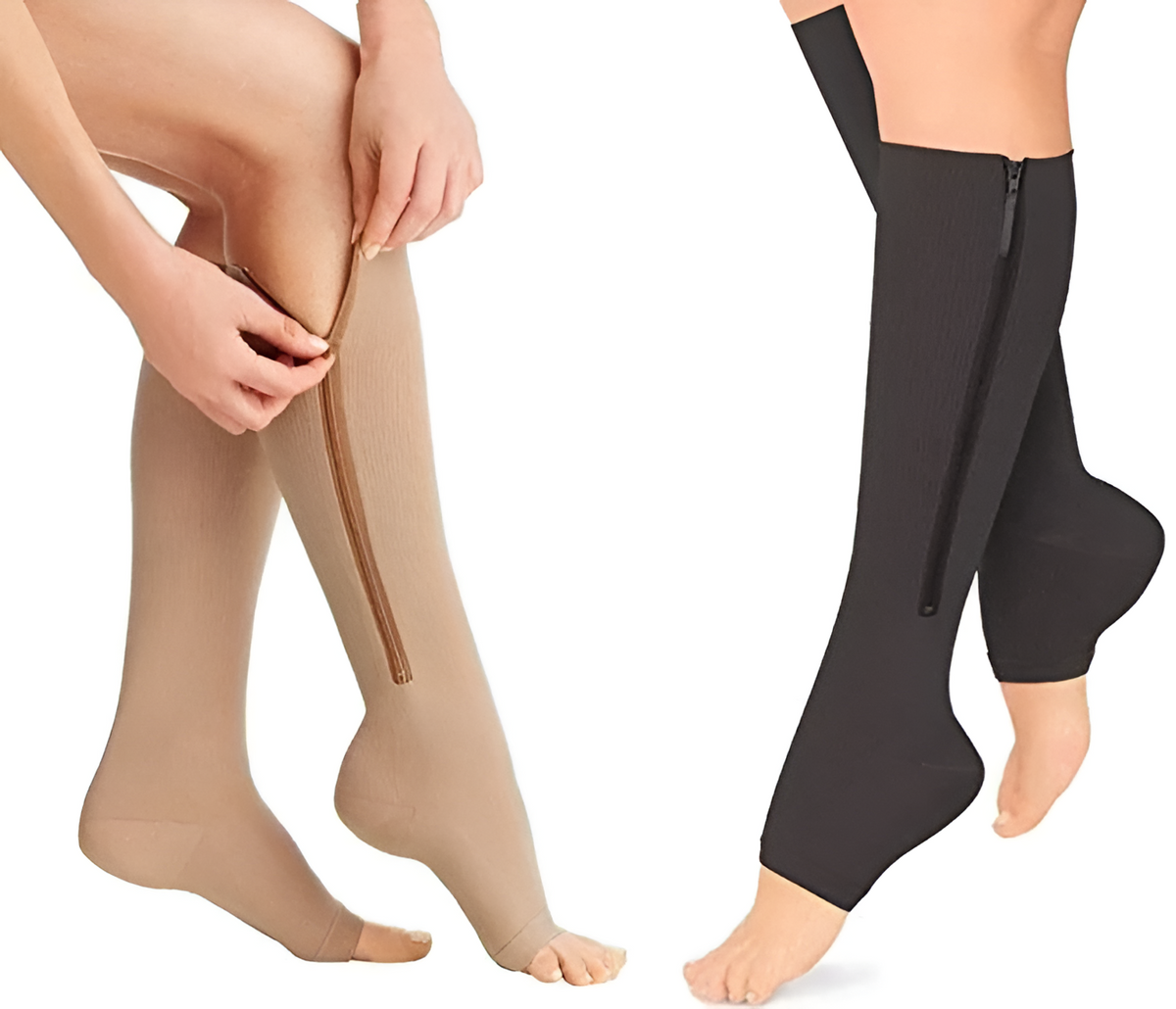 Compressiekousen met Rits 20-30 mmHg Open Teen Therapeutisch Medische Ondersteuning Beenkousen Dames Heren