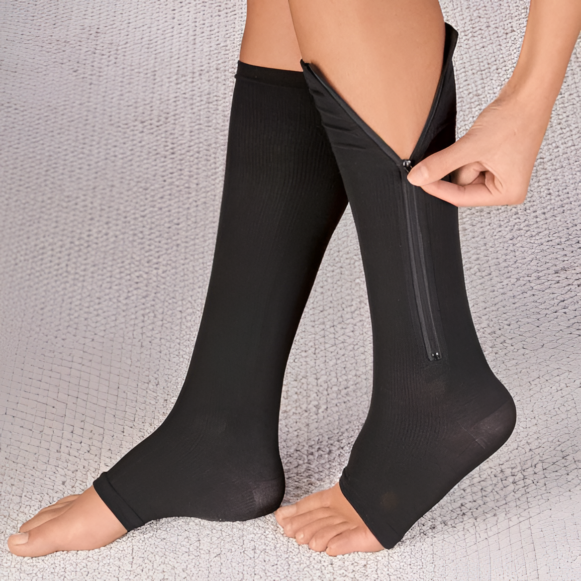 Compressiekousen met Rits 20-30 mmHg Open Teen Therapeutisch Medische Ondersteuning Beenkousen Dames Heren