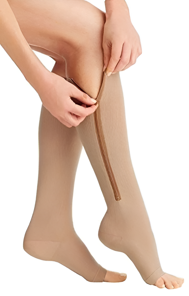 Compressiekousen met Rits 20-30 mmHg Open Teen Therapeutisch Medische Ondersteuning Beenkousen Dames Heren
