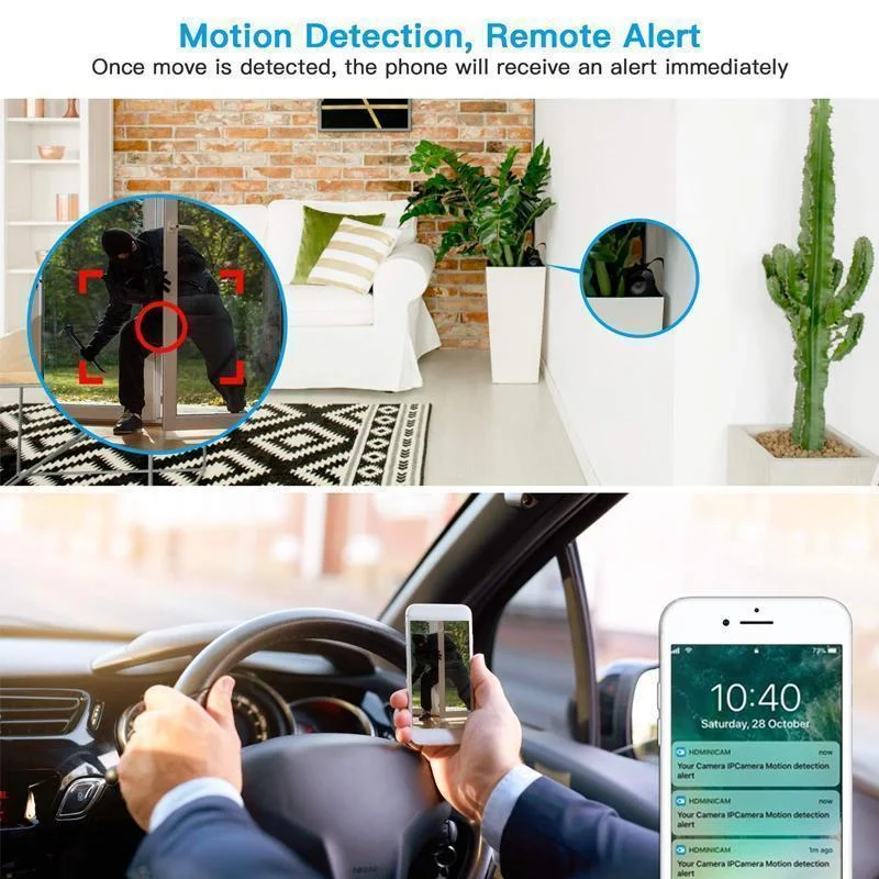 Draadloze Beveiligingscamera 1080p WiFi Magnetisch Compact Nachtzicht Thuisbeveiliging App Bediening