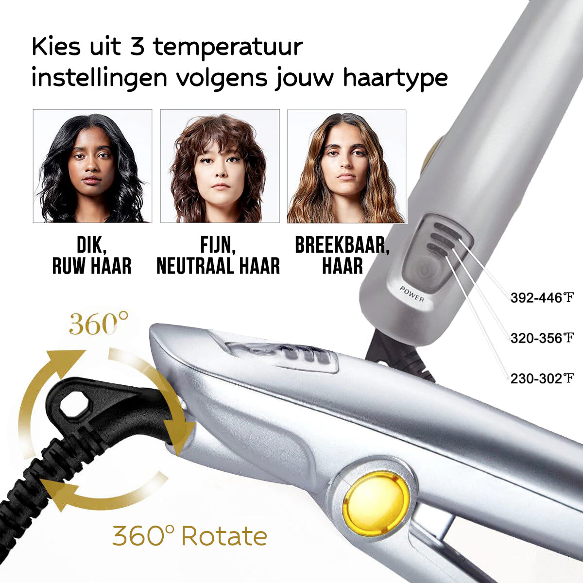2-in-1 Haarstyler met Roterende Cilinder - Stijltang en Krultang voor Thuis
