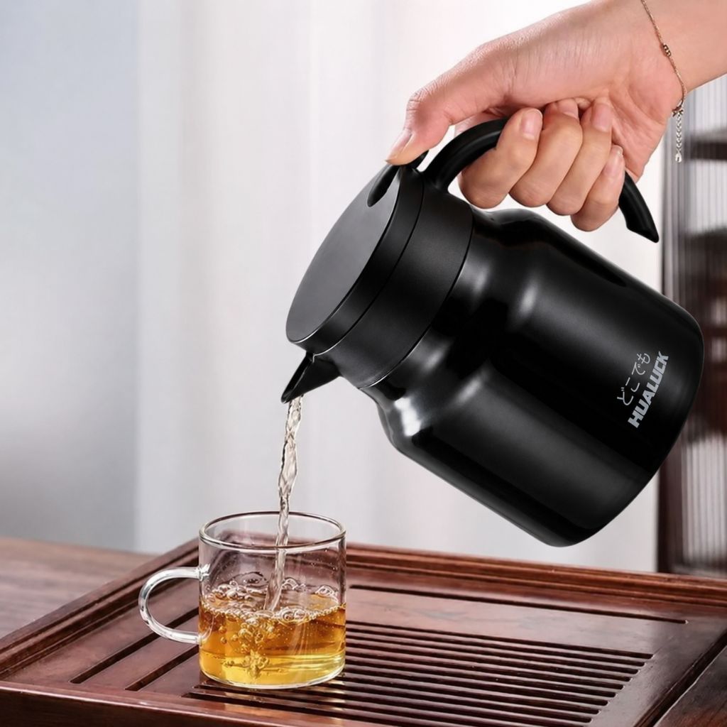 Thermoskan met Theezeef 800ml Dubbelwandig Rvs Keramiek Warmhoudkan Theekan Koffiekan Theepot Isoleerkan