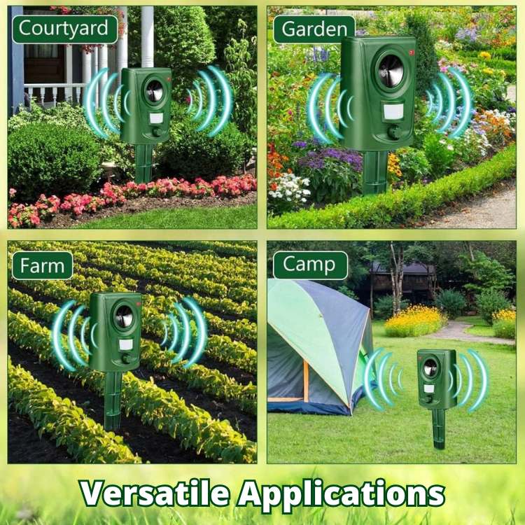 Ultrasone Kattenverdelger met PIR-Sensor en 110° Bereik - Waterbestendig voor Binnen en Buiten