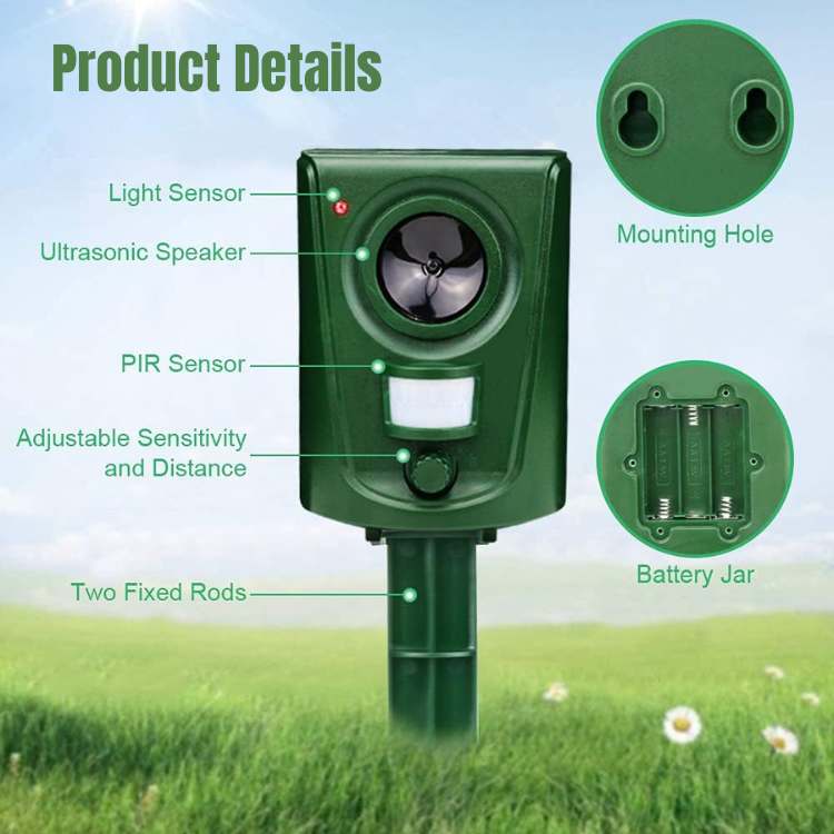Ultrasonische Katten Verjager met Bewegingssensor voor Tuin | Afstotende Frequentie Waterdicht IPX4 Buiten Afschrikmiddel Kattenbestrijding
