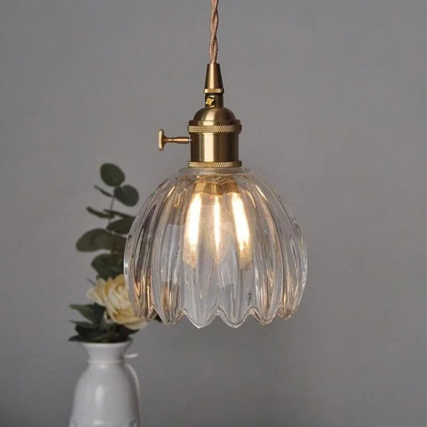 Hanglamp Glas Bloem Japans Retro Metaal 12cm E27 Pendellamp Woonkamer Slaapkamer Sfeervol