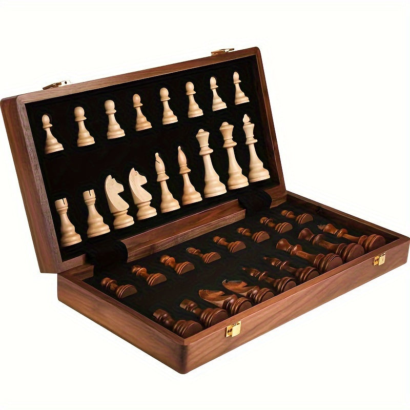 Schaakspel Massief Hout Opklapbaar Klassiek Strategiespel Handgemaakt Kwaliteitsbord 39x39 cm Premium