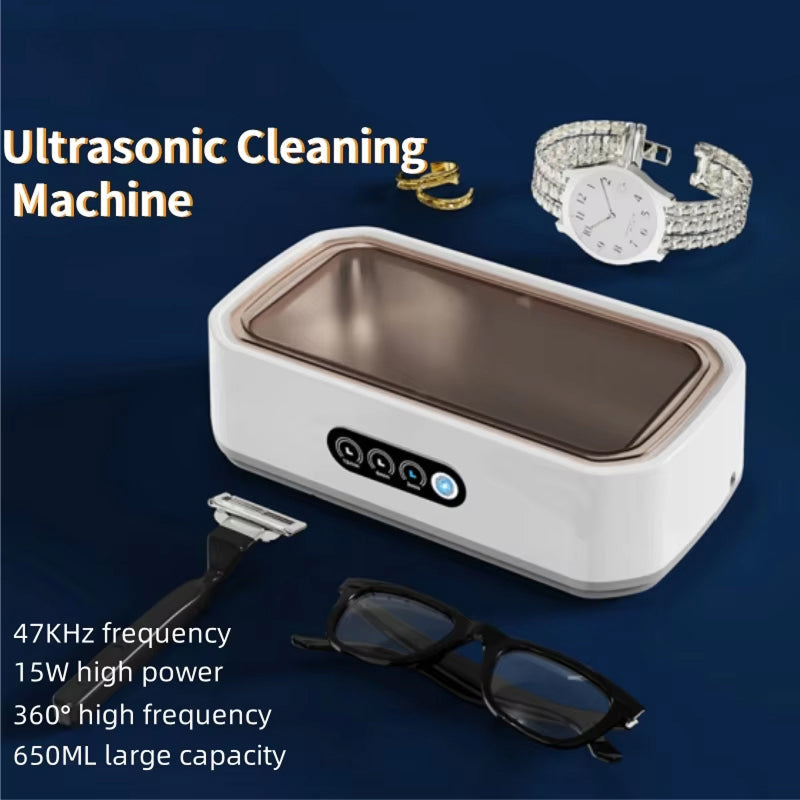 Ultrasone Reiniger 650ml voor Sieraden Brillen Horloges Stille Werking Drie Tijdsinstellingen Thuisgebruik