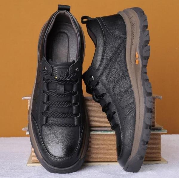 Handgemaakte Herenschoenen Echt Rundleder Ergonomische Zool Waterafstotend Ademend Antislip Zwart Bruin voor Wandelen Dagelijks Comfort