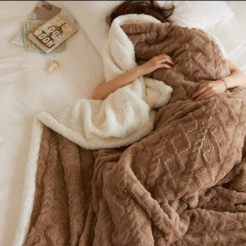 Dikke Winterdeken Dubbellaags Fleece Lammwol Warm Sprei Plaid Dekbed Gezellig Microvezel 70-230cm