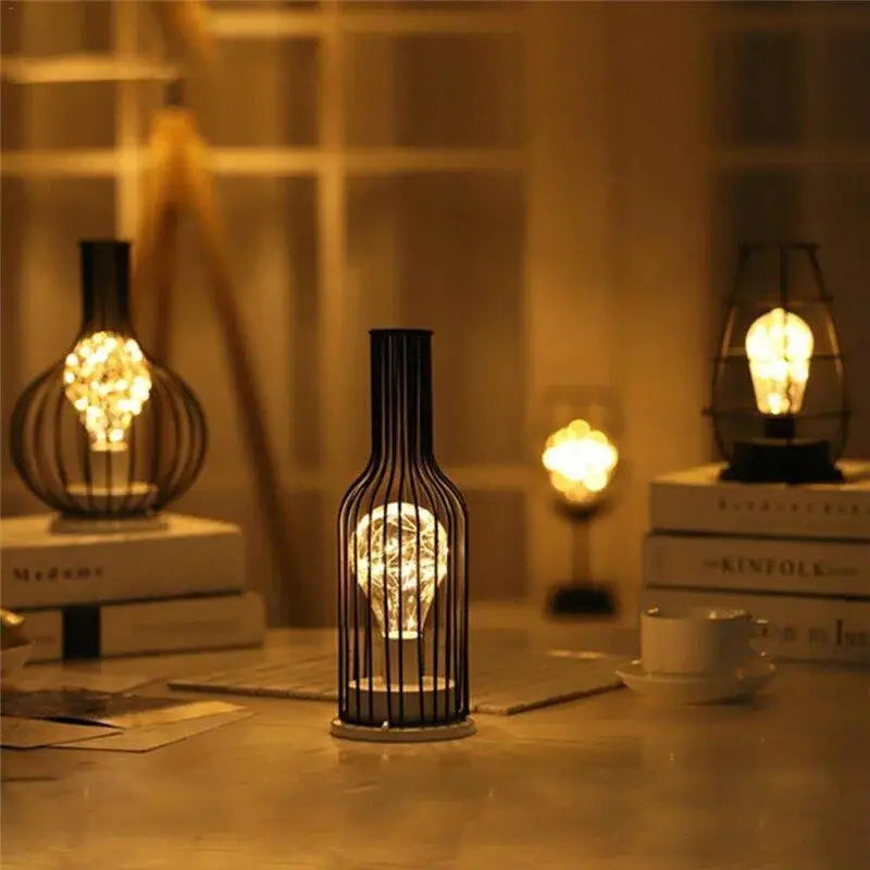 Tafellamp Fles Design LED Acryl Zwart 29,5cm Sfeerverlichting