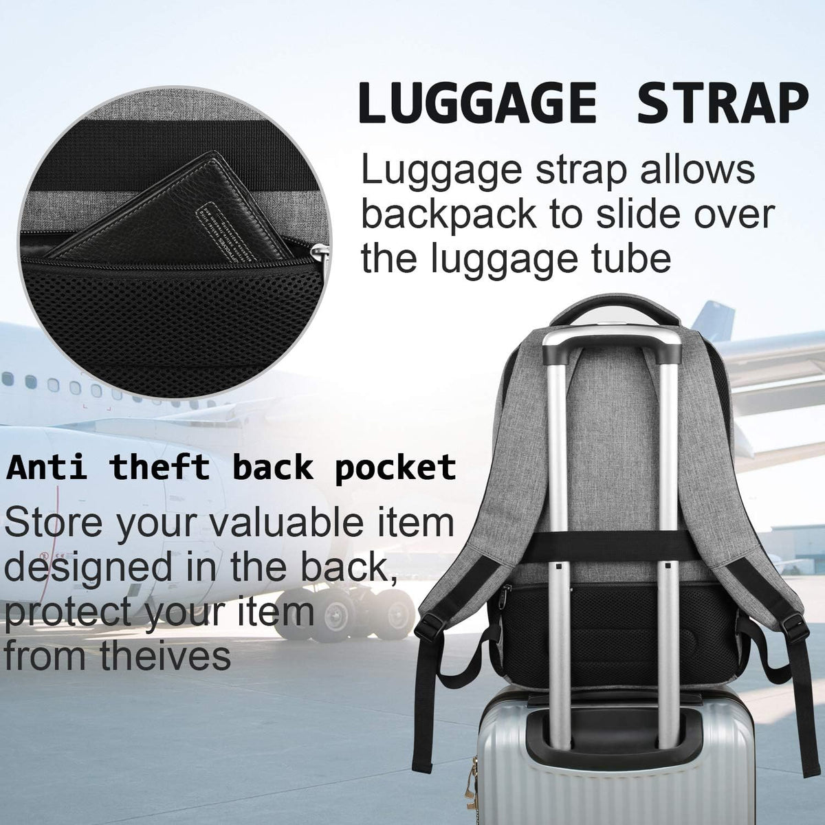 Premium Laptop Rugzak met USB-Oplaadpoort & Diefstalbeveiliging 15,6 inch - Waterafstotend & Ergonomisch