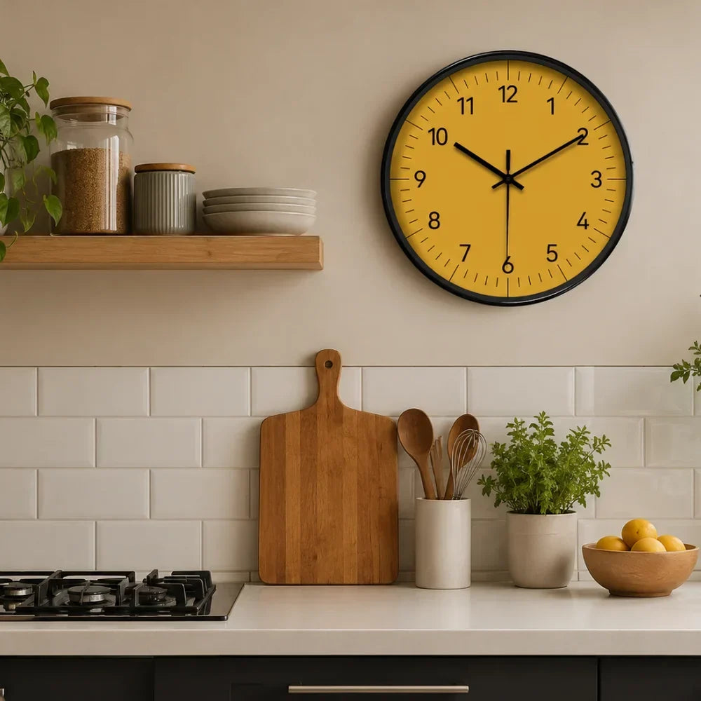 Wandklok Geel Stil Uurwerk 25-35cm Scandinavisch Minimalistisch Design Analoog Woonkamer Slaapkamer Keuken