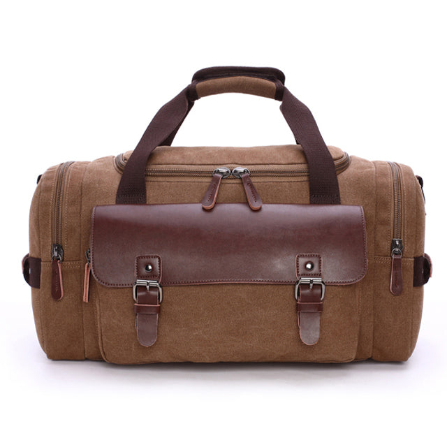 Grote Canvas Schoudertas Leer Cognac Bruin Waterdicht voor Reizen Werk Dagelijks Gebruik Duurzaam Ruim Stijlvol