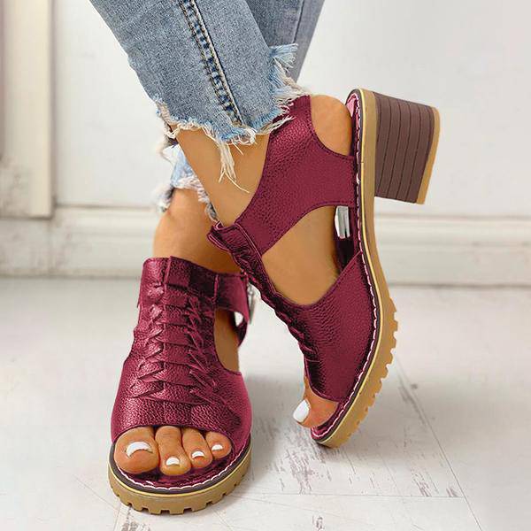 Dames Sandalen met Open Teen en Blokhak - Ritssluiting Plateau Zomerschoenen voor Feesten en Uitgaan