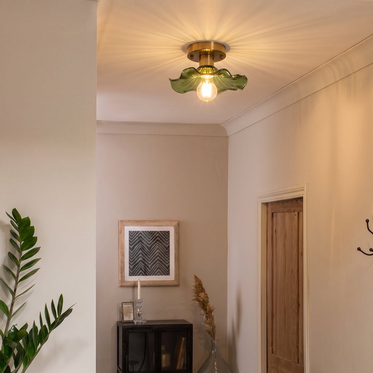 Glazen Plafondlamp Bloesemvorm Ø58cm Warm Wit LED 3000K Aluminium Armatuur Woonkamer Slaapkamer Verlichting