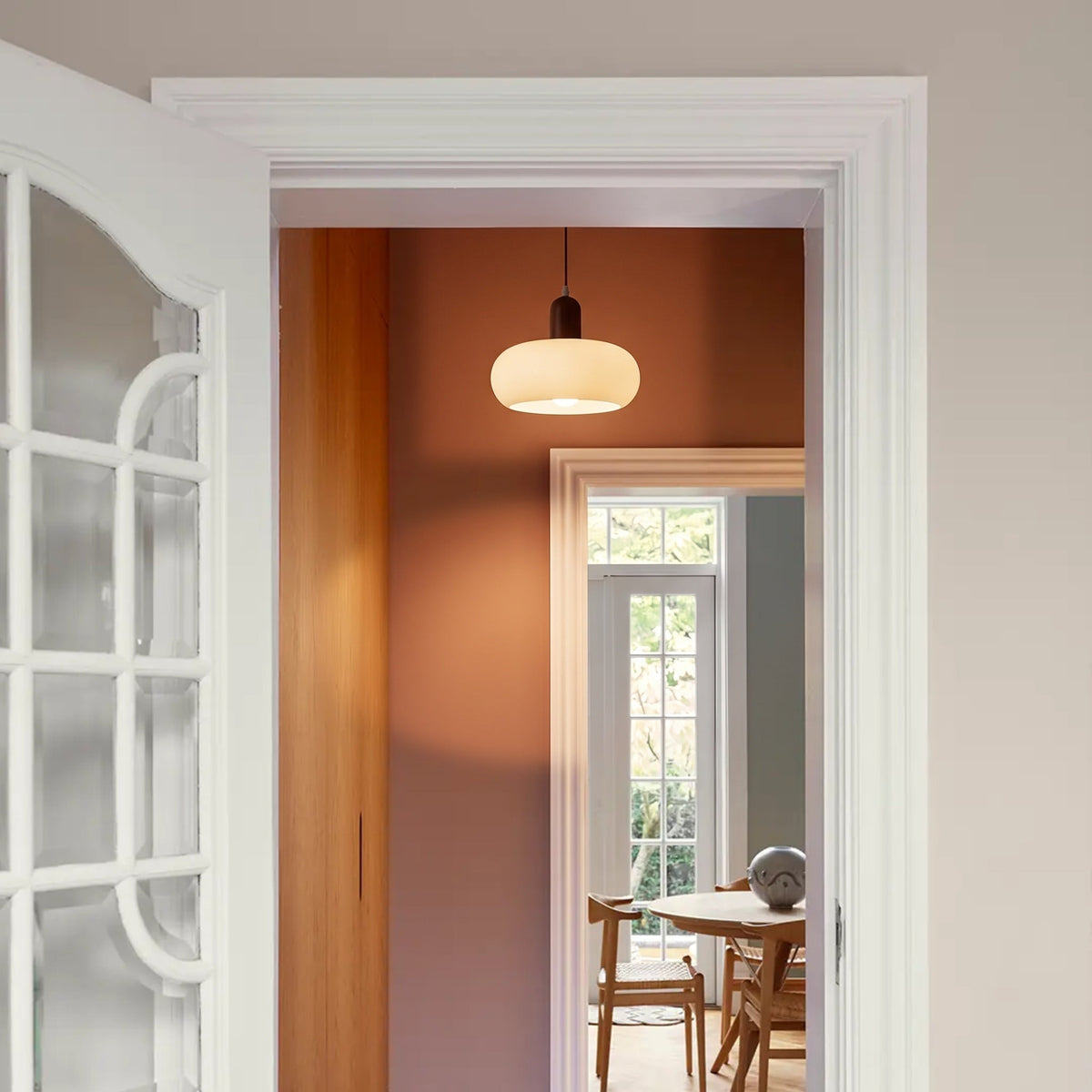 Hanglamp Crème Hout Glas E27 Scandinavisch Design Eetkamer Bar Verstelbaar Modern Interieur Woonkamer
