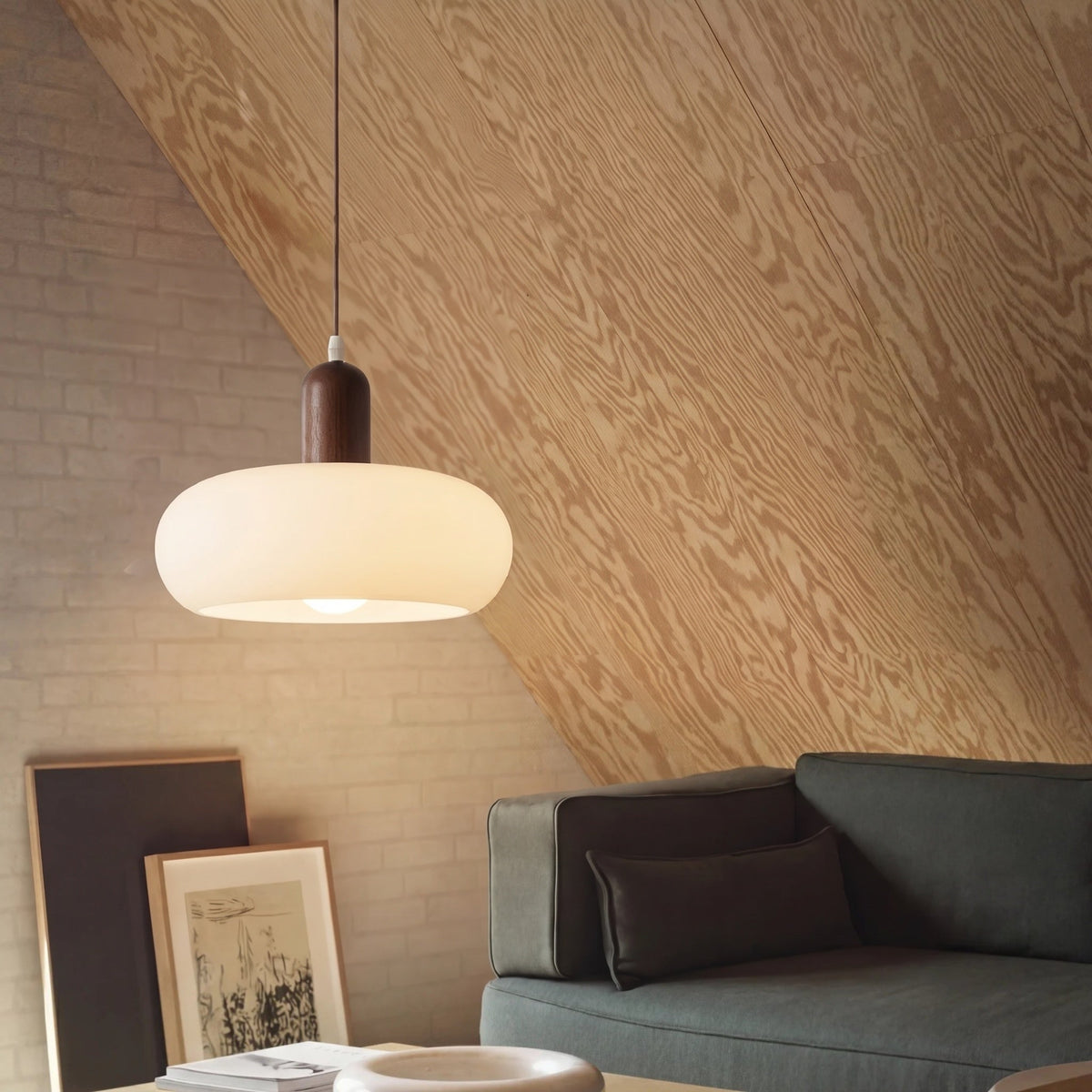 Hanglamp Crème Hout Glas E27 Scandinavisch Design Eetkamer Bar Verstelbaar Modern Interieur Woonkamer
