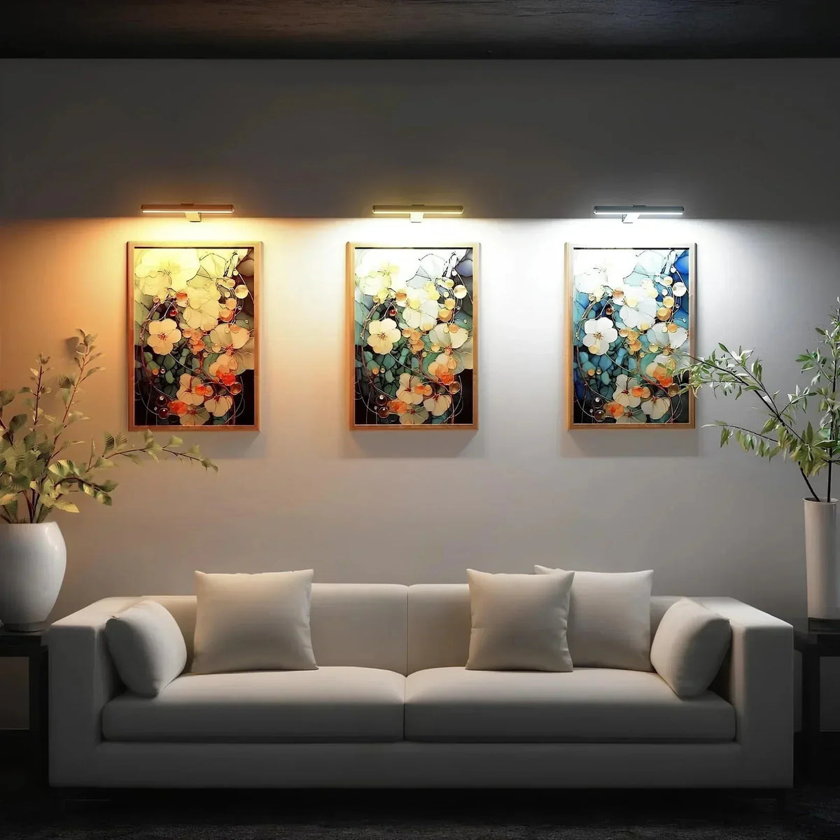 Draadloze LED wandlamp dimbaar 360° verstelbaar voor kunst schilderijen en foto's zwart wit goud accentverlichting