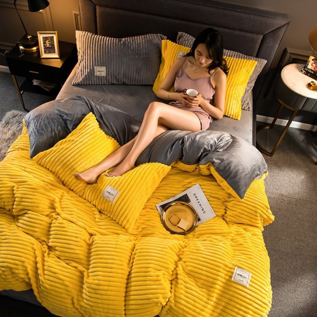 Fleece Dekbedset Dubbelzijdig Warm met Kussensloop Wasbaar Fluwelen Beddengoed Luxe Winter Dekbed Comfortabel